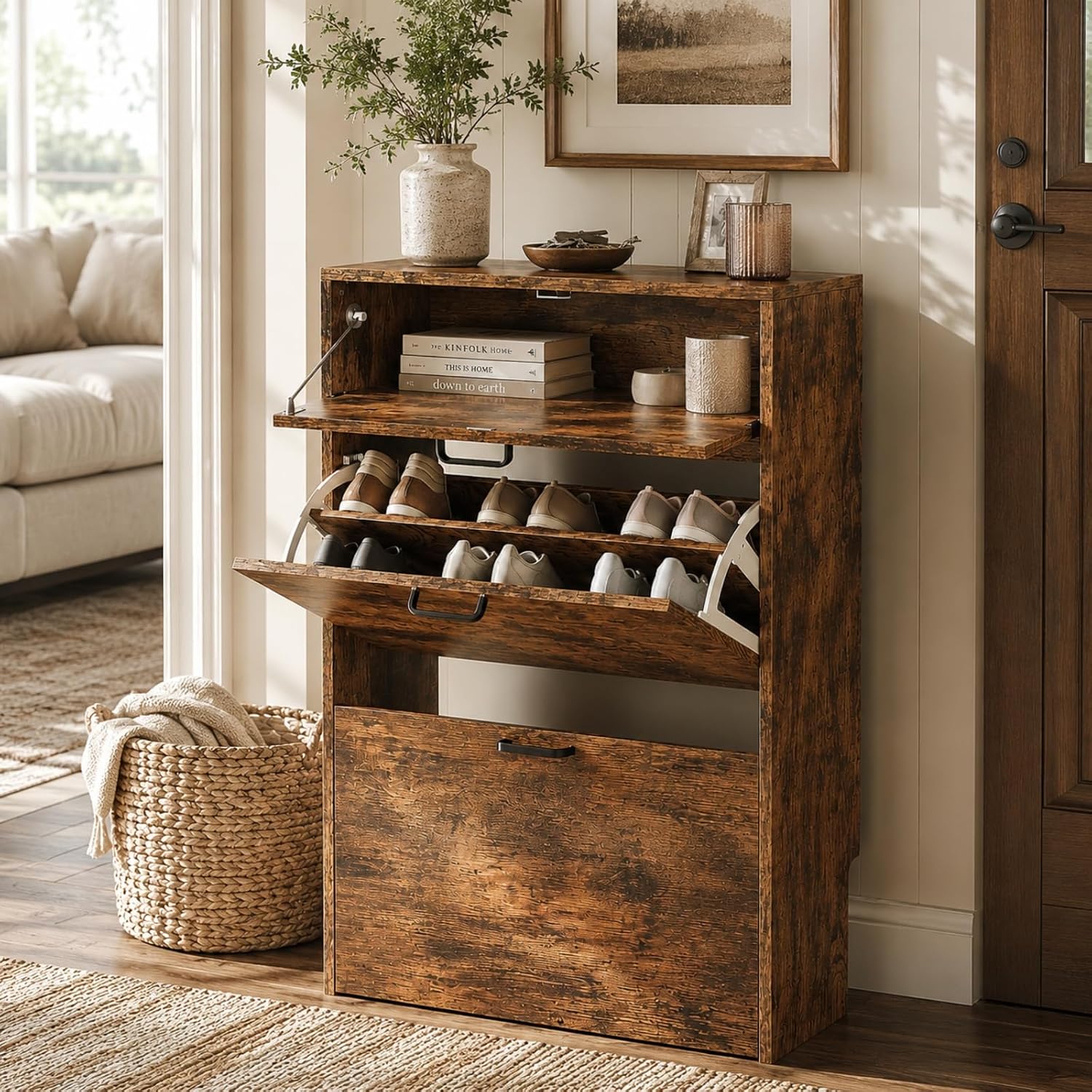 Shoe Rack Cabinet Narrow Entryway - #Slim Shoe Cabinet with 2 Flip