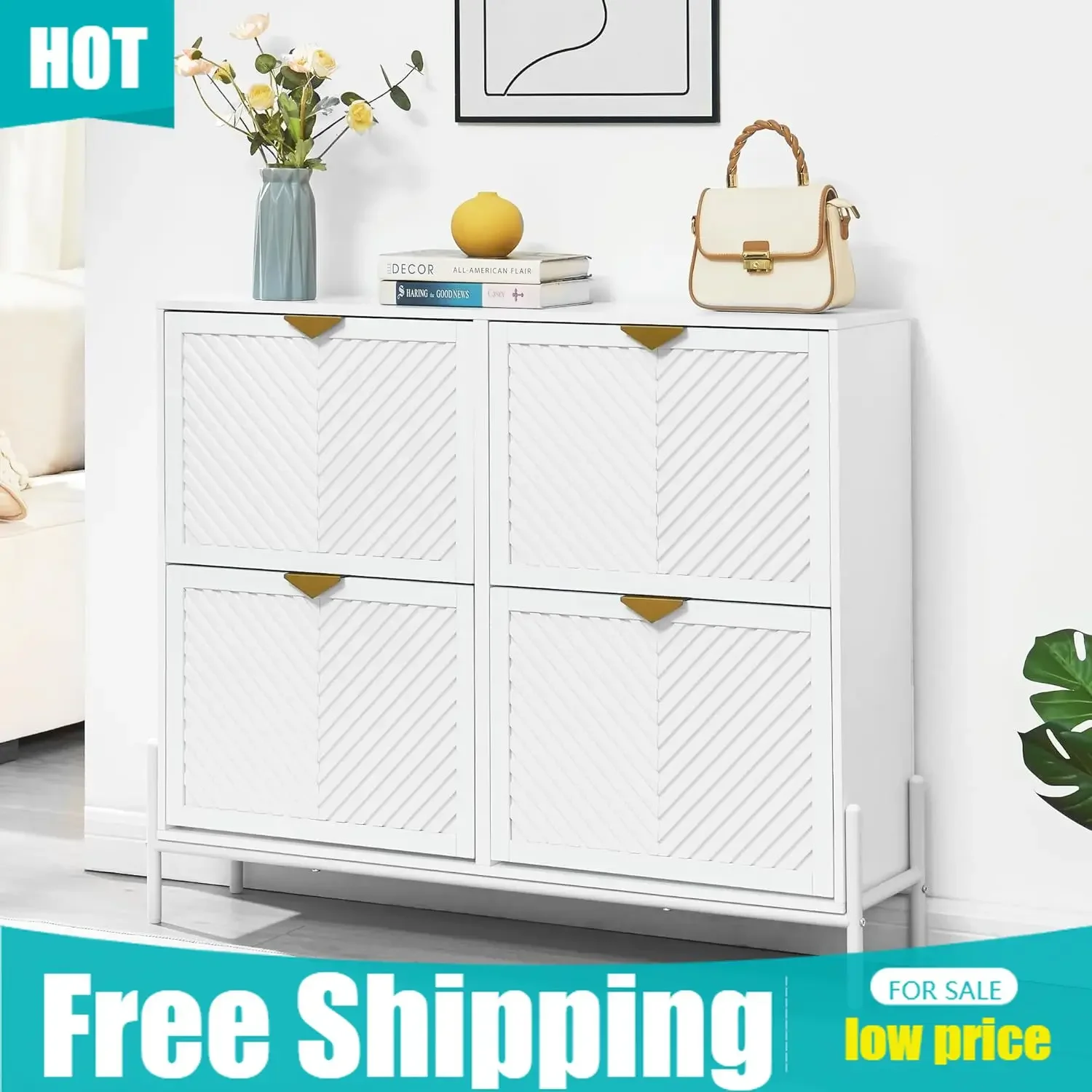 Shoe Cabinet Storage with 4 Fl - Shoe Rack Cabinet Narrow Entryway review and price