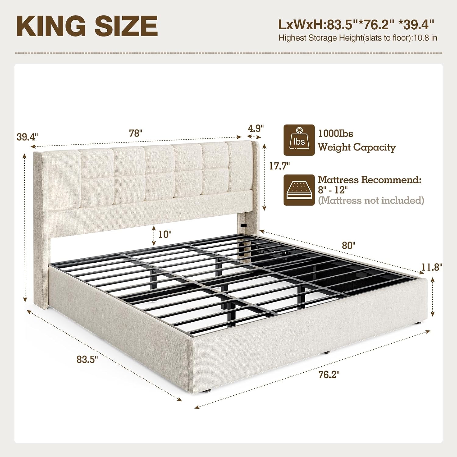 King Bed Frame Hydraulic Gas L - Gas Lift Storage Bed Hydraulic review and price