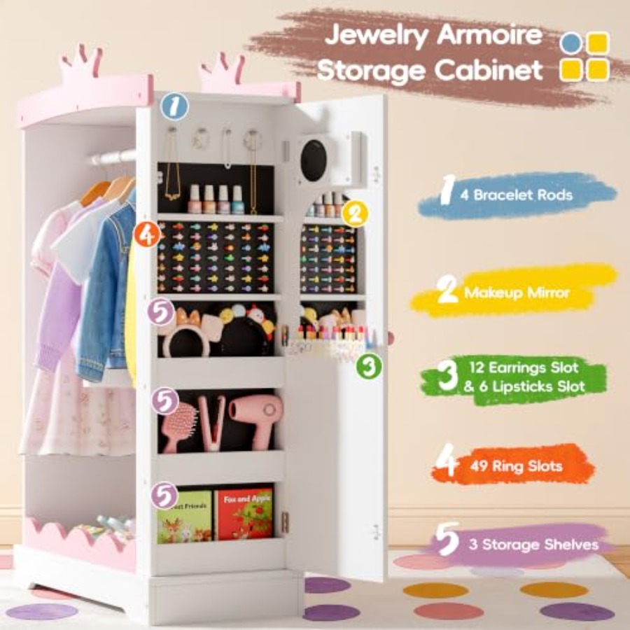 Dress Up Wardrobe with Light-U - Full Length Mirror Jewelry Armoire review and price