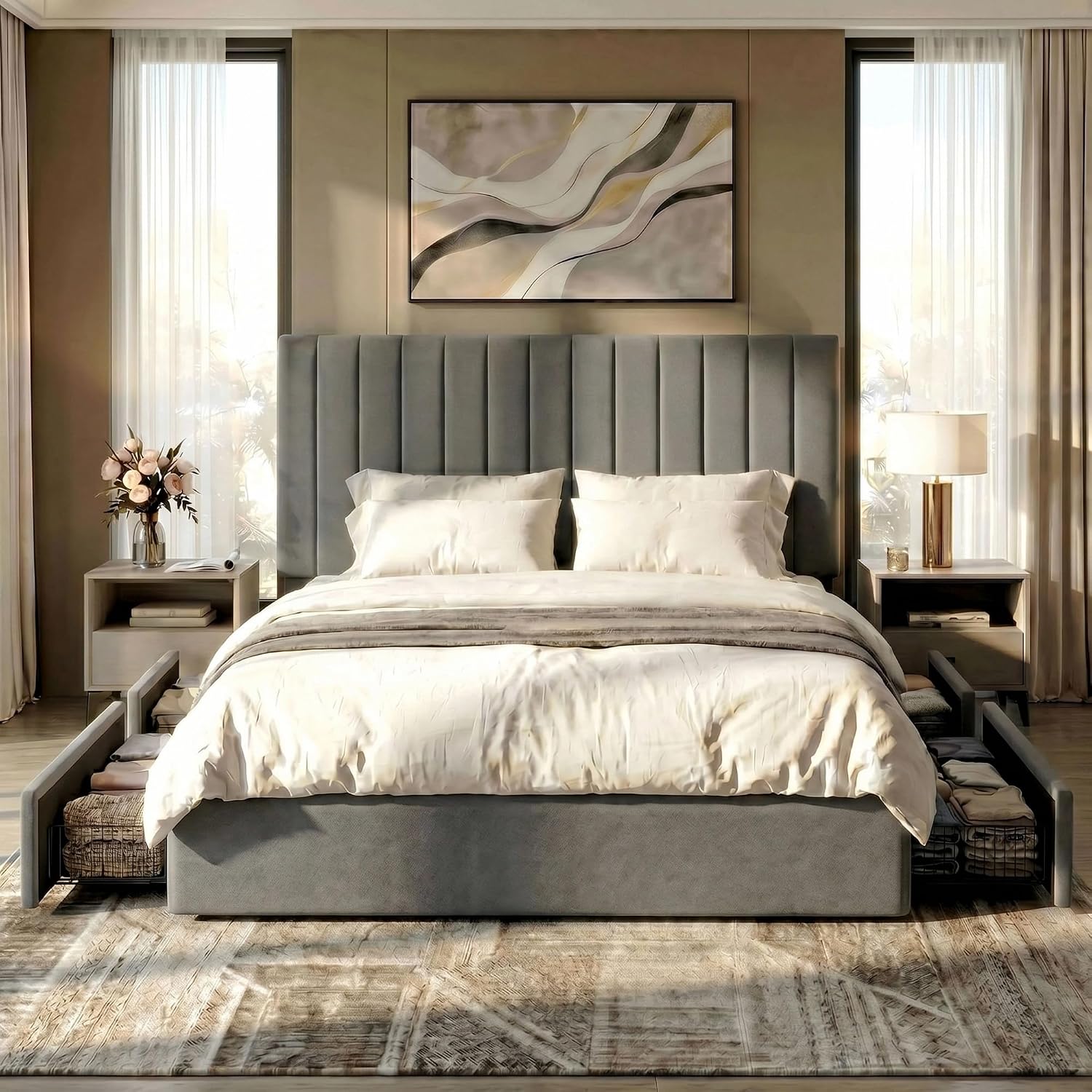 King Size Platform Bed Frame w - King Size Bed Frame With Storage Drawers review and price