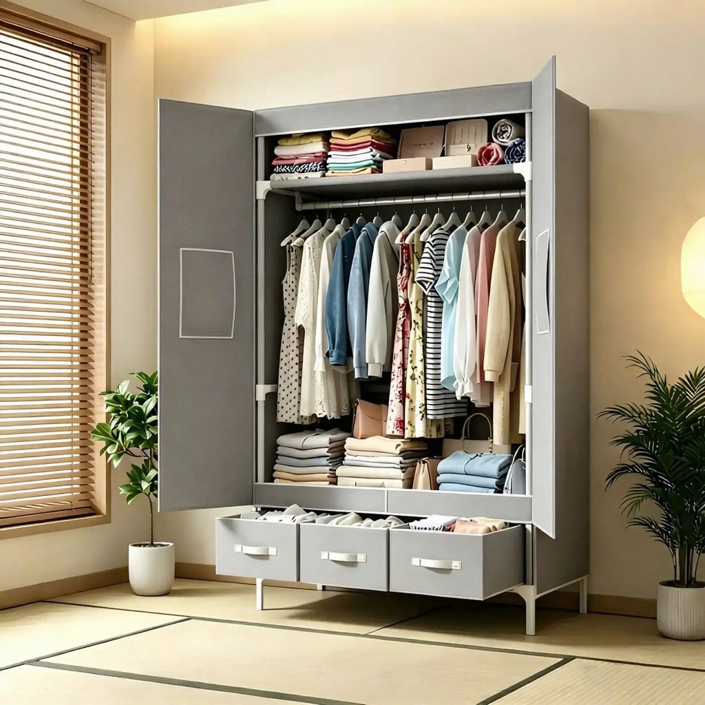 Portable Closet Wardrobe, 57.4 - Wardrobe Closet Portable Fabric Cover review and price