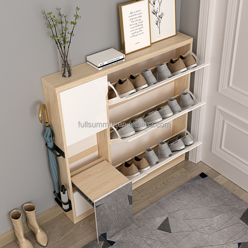 Slim Shoe Cabinet, 17cm/6.7 in - Shoe Rack Cabinet Narrow Entryway review and price