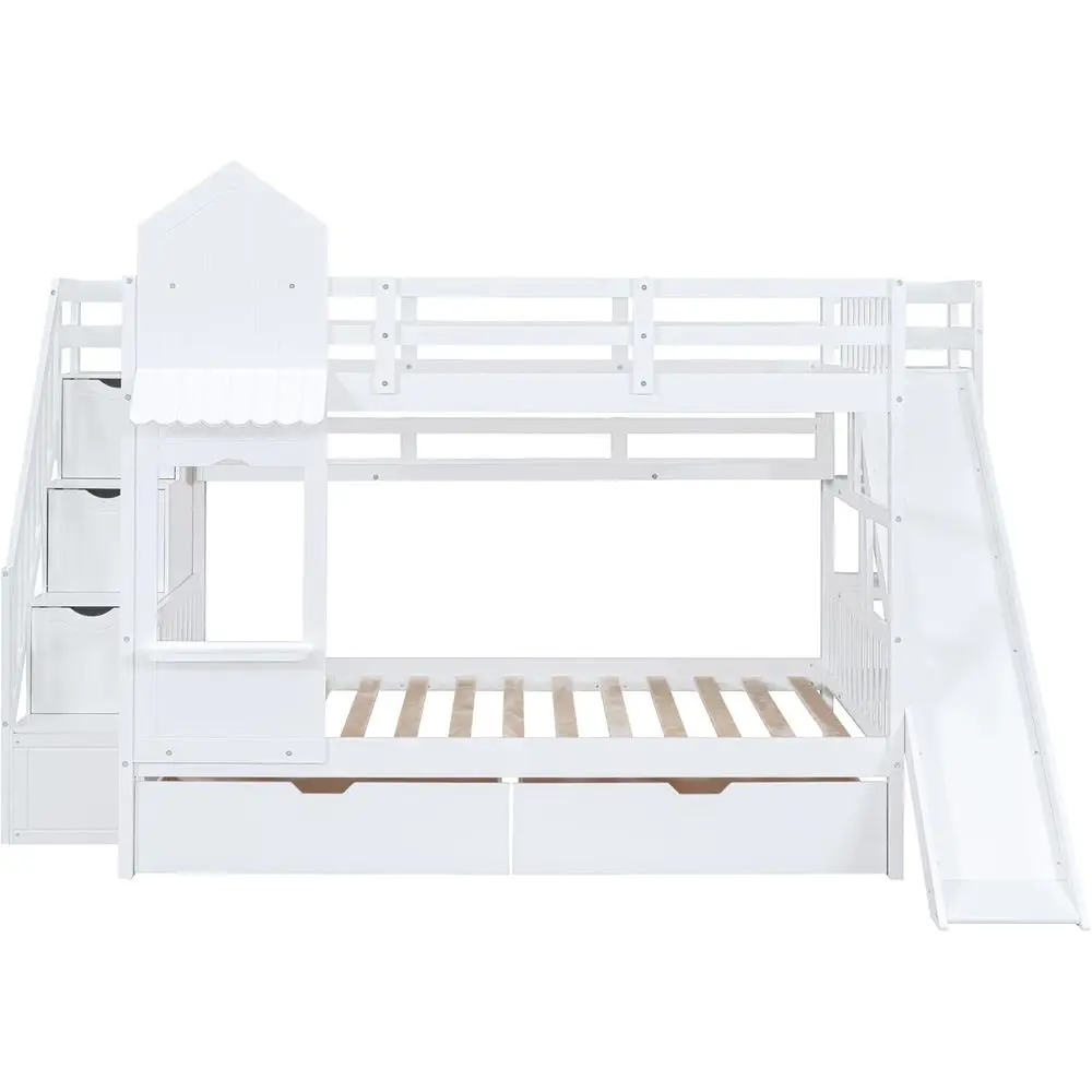 Twin Over Twin Bunk Bed With S - Bunk Bed With Stairs And Slide review and price