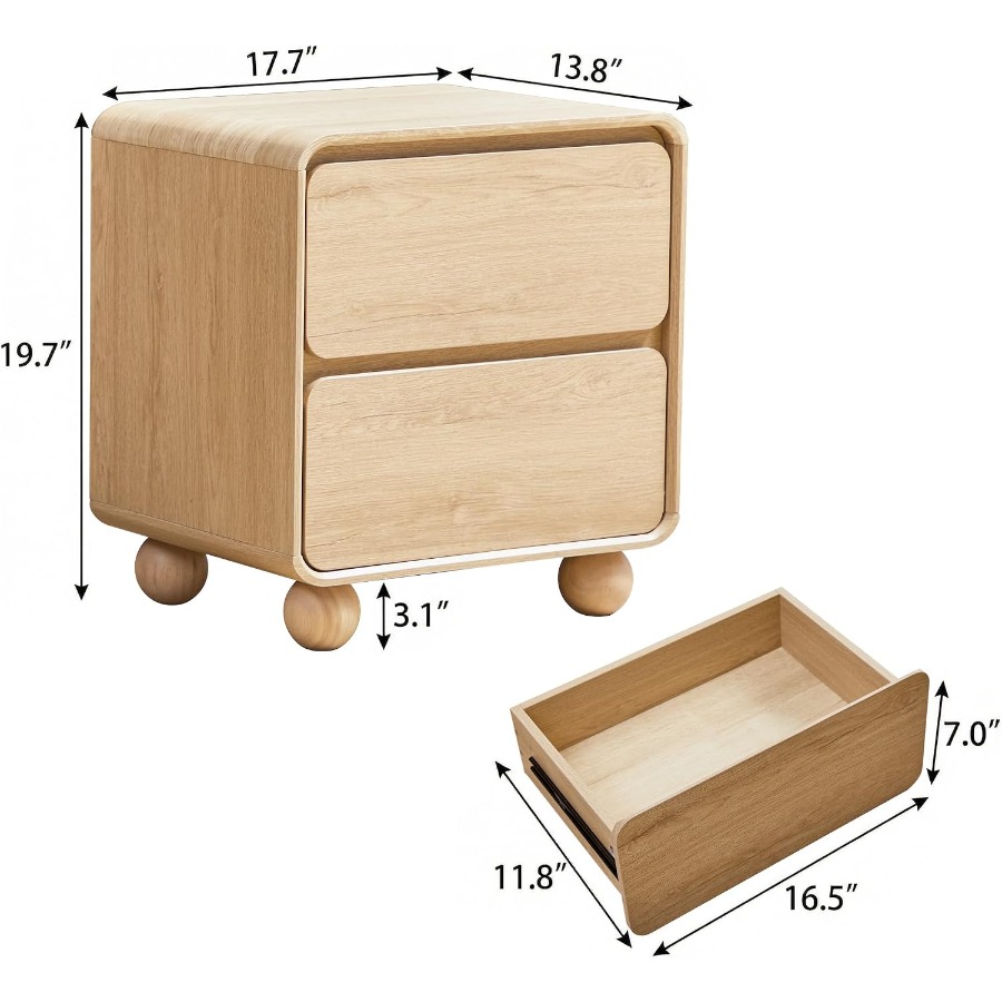 Small Night Stand with 2 Drawe - Solid Wood Nightstand 2 Drawers review and price