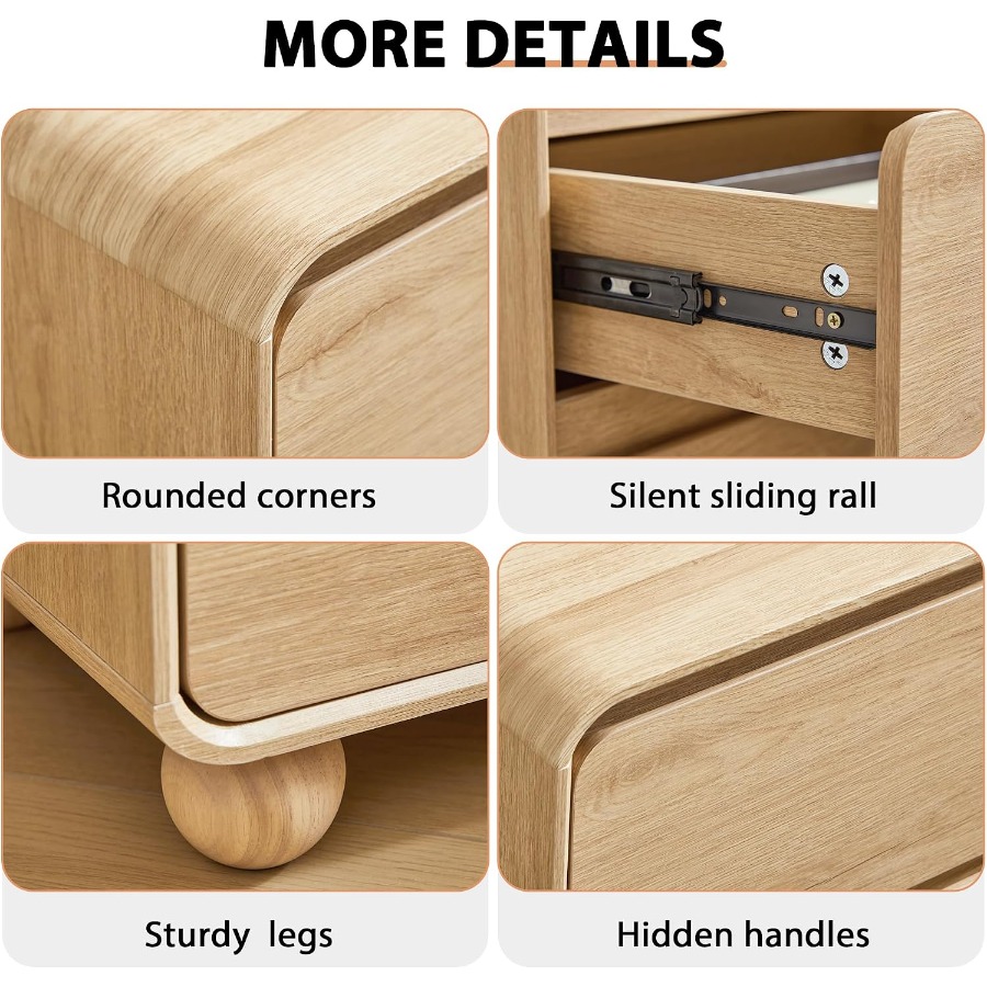 Small Night Stand with 2 Drawe - Solid Wood Nightstand 2 Drawers review and price