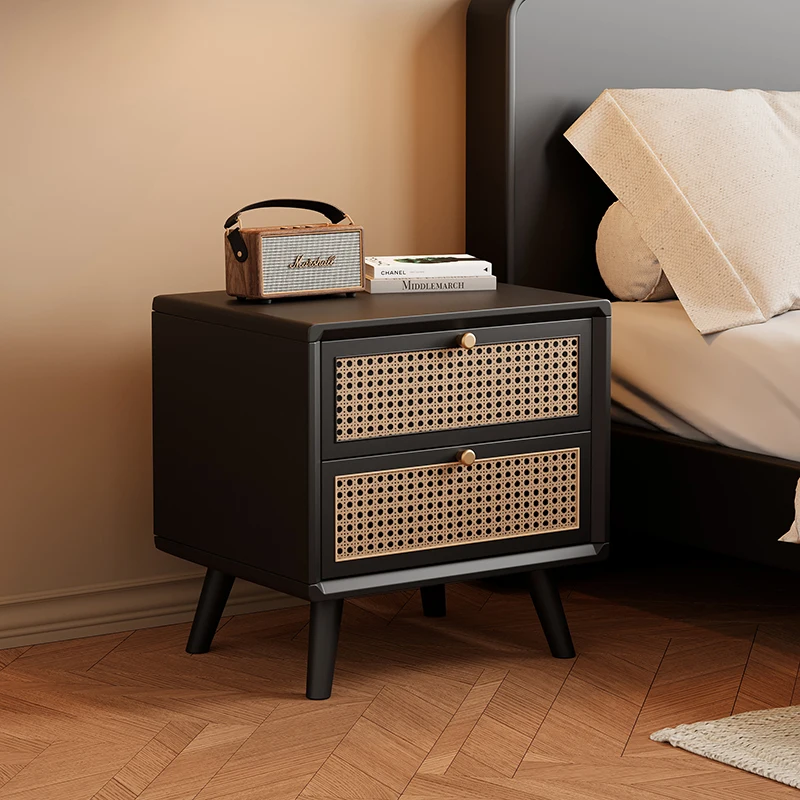 Solid Wood Nightstand with Wov - Solid Wood Nightstand 2 Drawers review and price