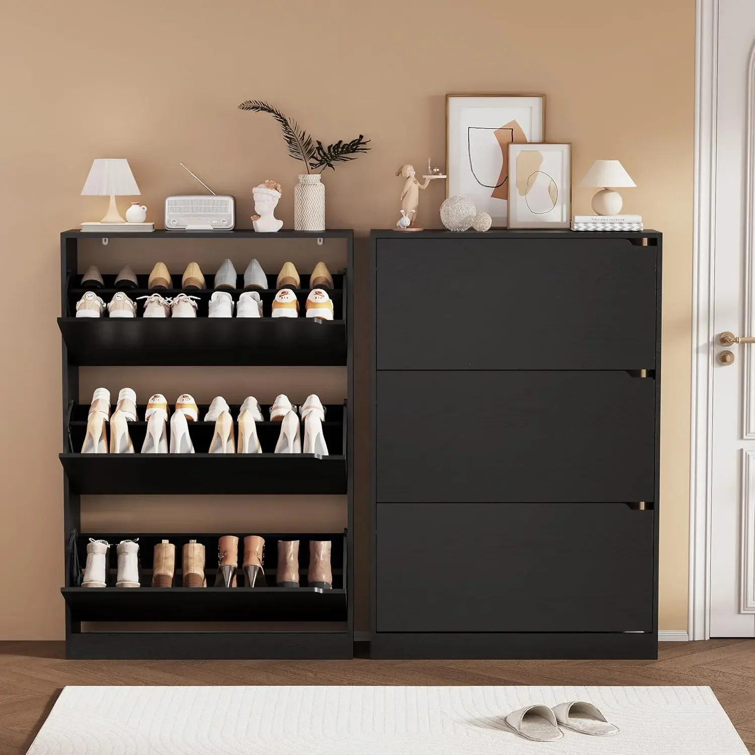 Shoe Storage Cabinet, Wood Sho - Shoe Rack Cabinet Narrow Entryway review and price